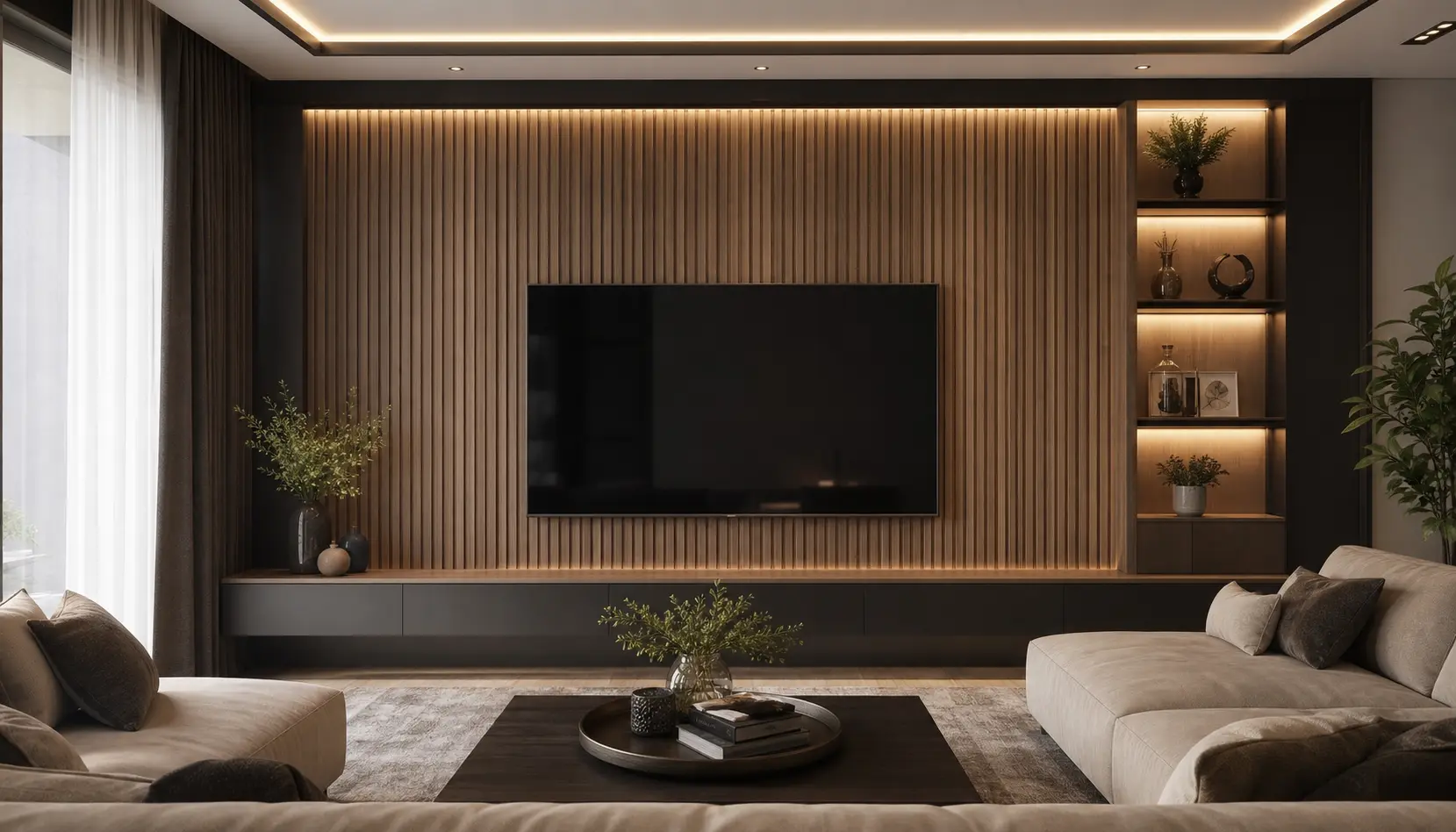 Modern Wood Slat TV Wall Design Ideas