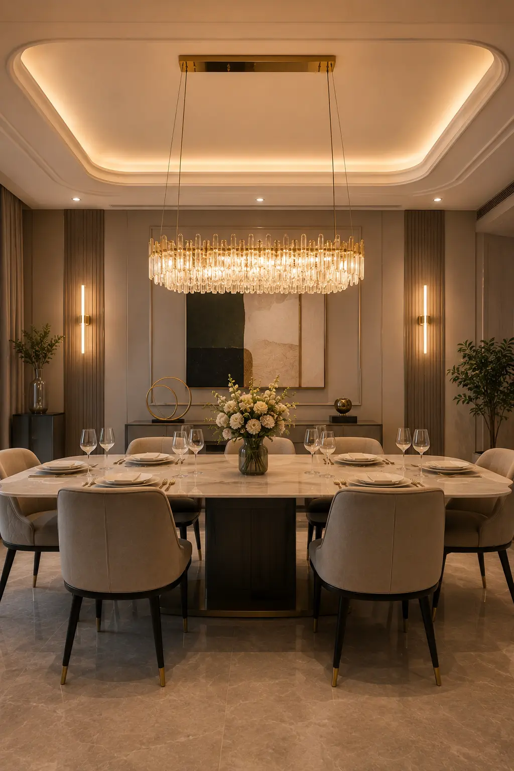 Modern Dining Room Ideas with Statement Chandelier
