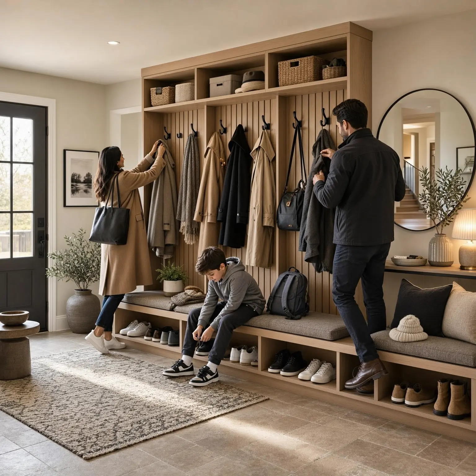 Aesthetic Entryway Shoe Storage Bench & Coat Rack