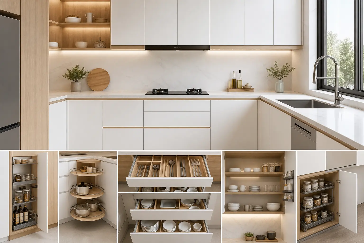 Modern White & Wood Kitchen Cabinet Design Ideas