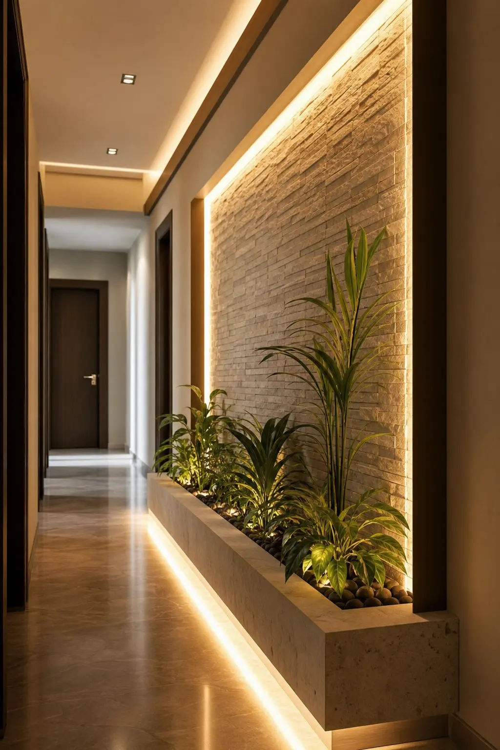 Modern Hallway Design Ideas with Indoor Plants