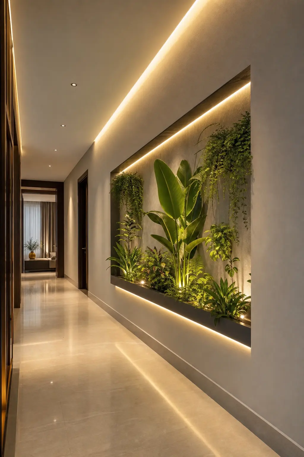 Modern Hallway Design Ideas with Indoor Plants