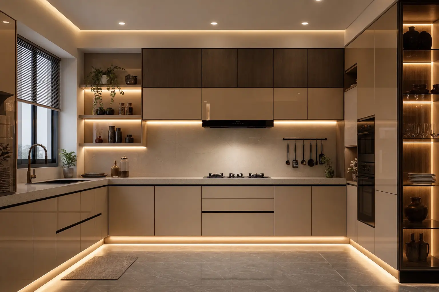 Aesthetic Two-Tier Modular Kitchen Layout Ideas