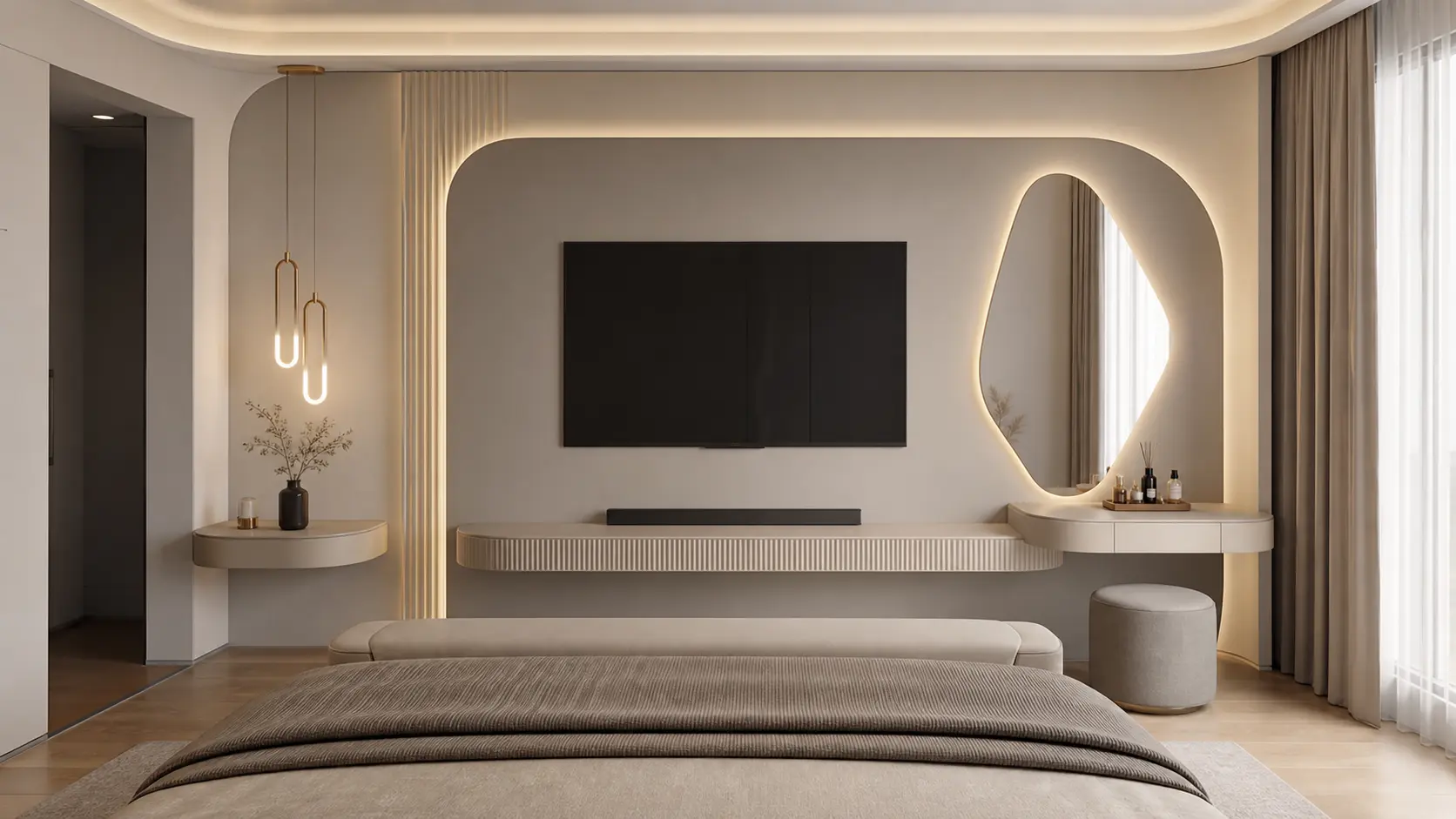 Luxury Bedroom Media Wall