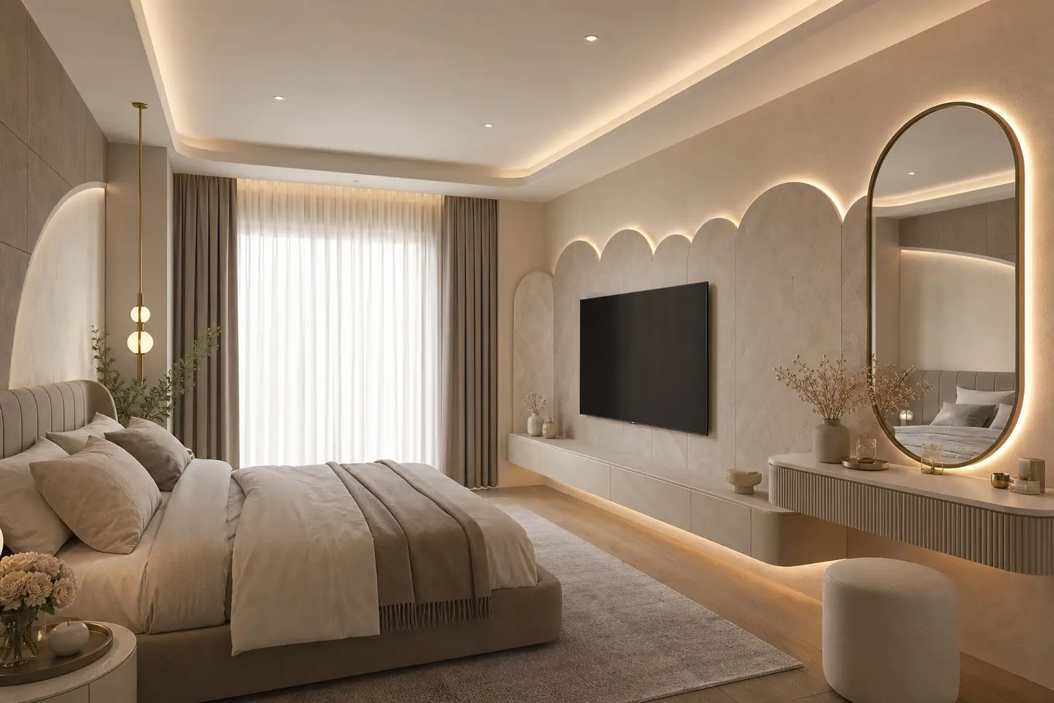 Luxury Bedroom Media Wall