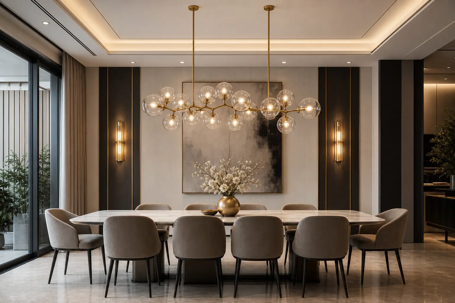 Modern Dining Room Ideas with Statement Chandelier