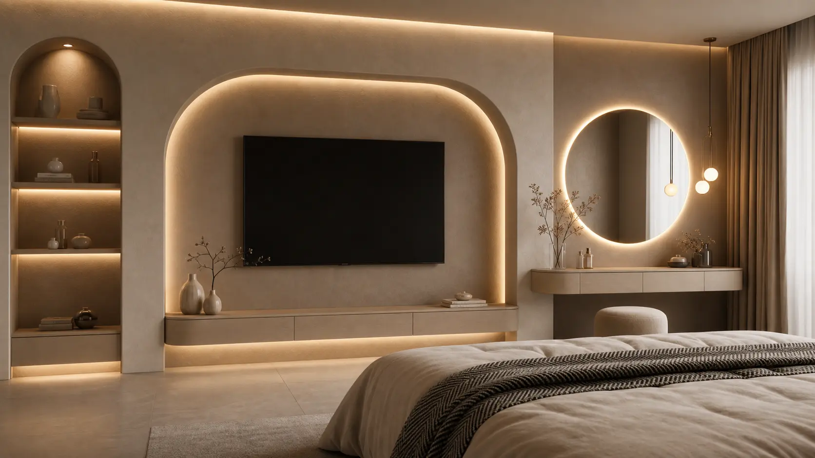 Luxury Bedroom Media Wall