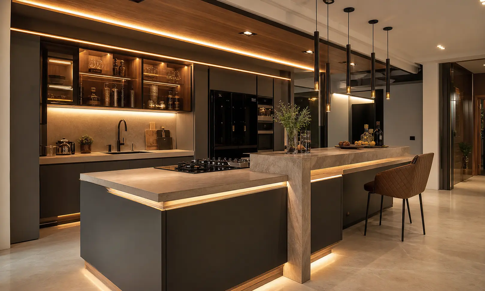 Aesthetic Two-Tier Modular Kitchen Layout Ideas