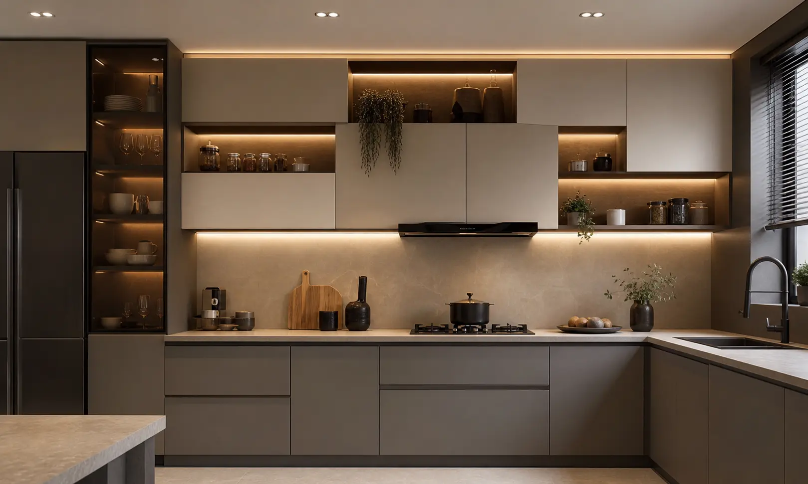 Aesthetic Two-Tier Modular Kitchen Layout Ideas