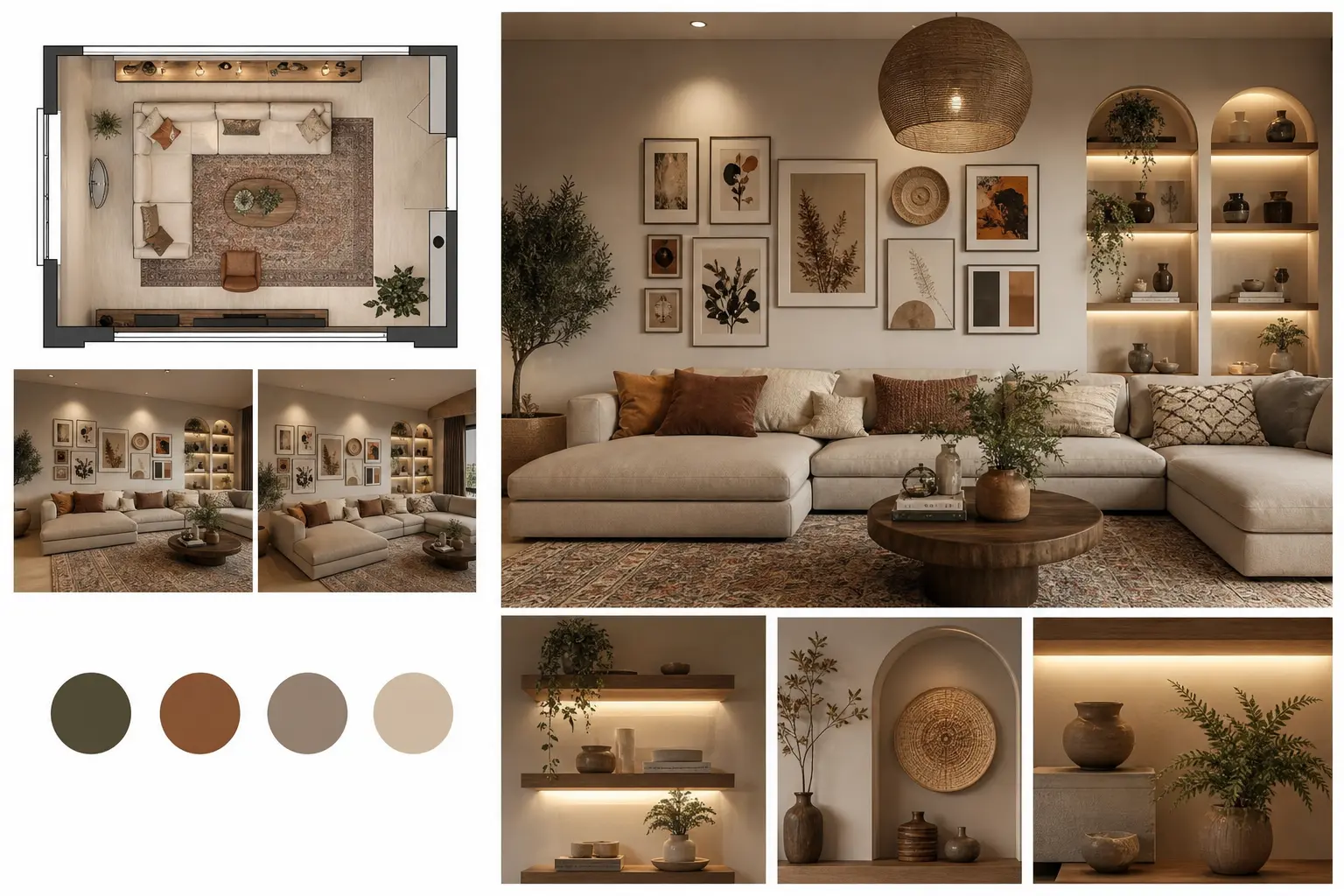 Cozy Boho Living Room Gallery Wall Ideas