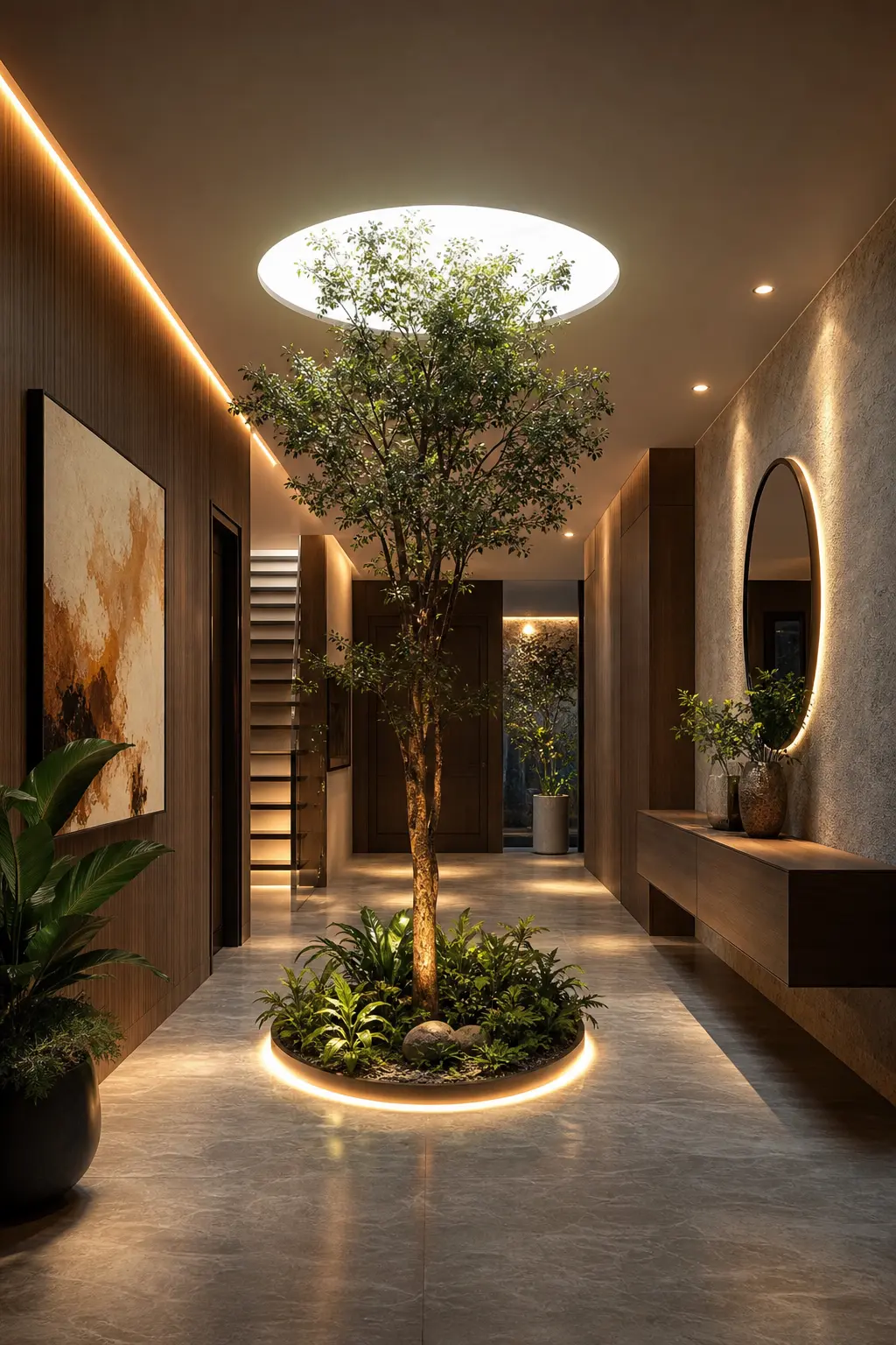 Modern Hallway Design Ideas with Indoor Plants
