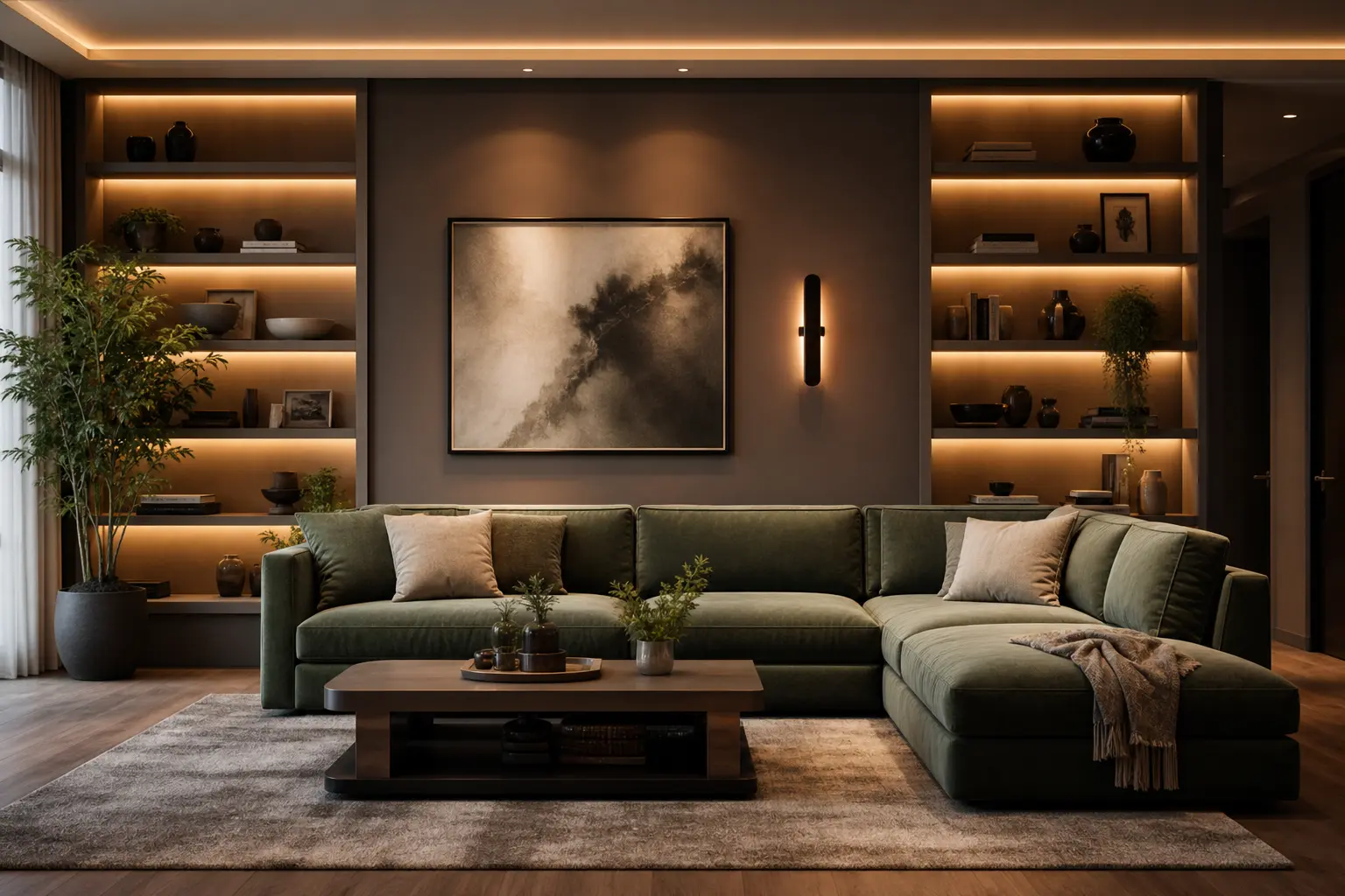 Modern Living Room Ideas with Green Sectional Sofas