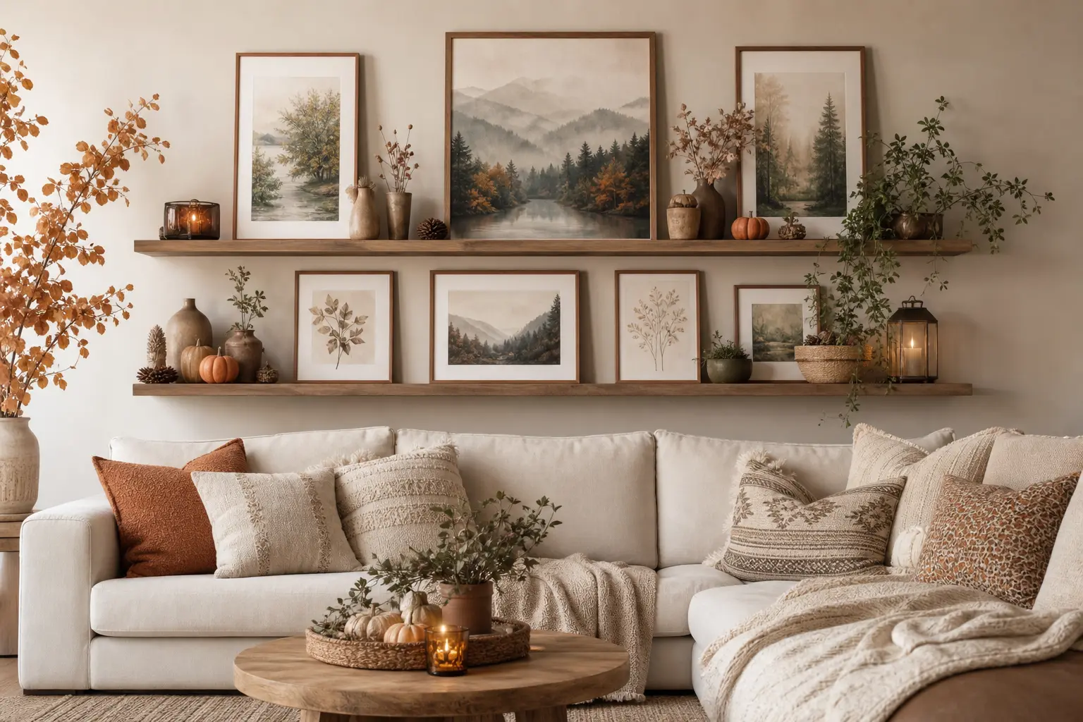 Cozy Boho Living Room Gallery Wall Ideas