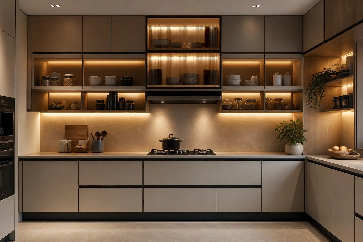 Aesthetic Two-Tier Modular Kitchen Layout Ideas