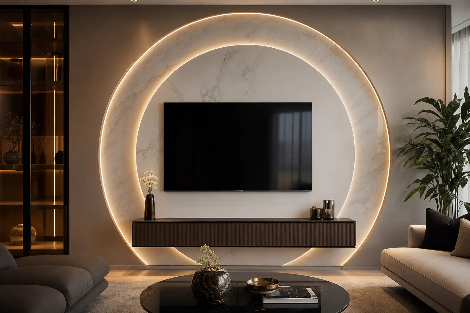 Futuristic Circular LED TV Wall Design Ideas