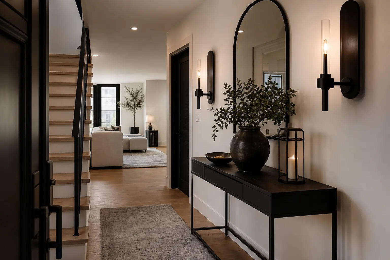 Modern Black Entryway Decor Ideas with Console Tables