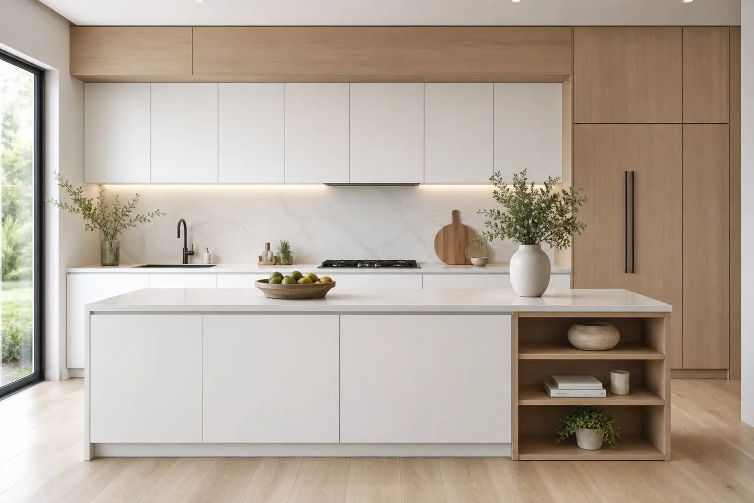 Modern White & Wood Kitchen Cabinet Design Ideas