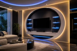 10 Futuristic Circular LED TV Wall Design Ideas for a Modern Living Room