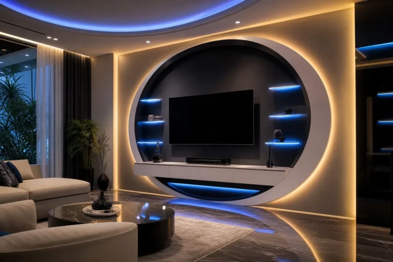 Futuristic Circular LED TV Wall Design Ideas