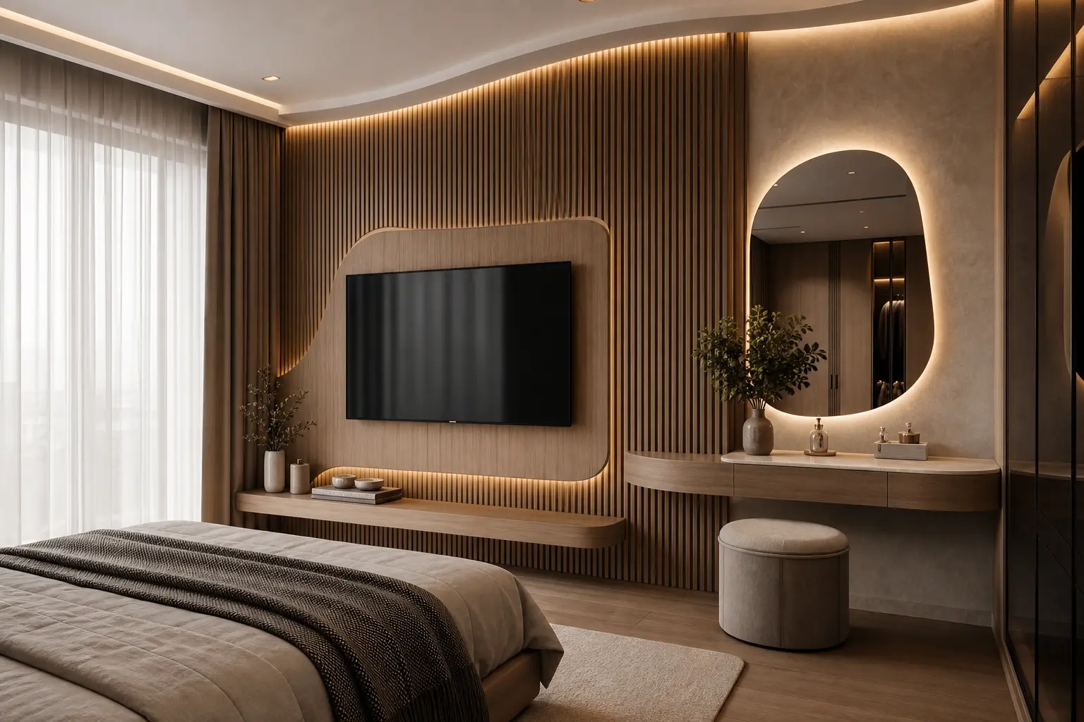 Luxury Bedroom Media Wall
