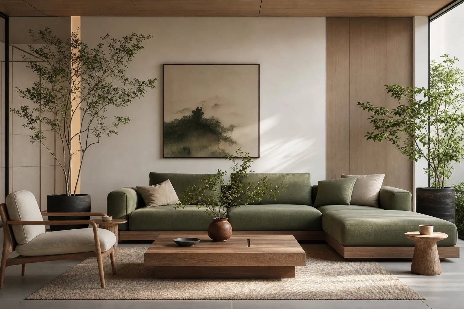 Modern Green Living Room Decor Ideas With Plants