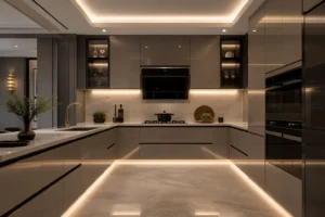 10 Luxury U-Shaped Kitchen Design Ideas with LED Lighting | Modern High-Gloss Kitchen Inspiration