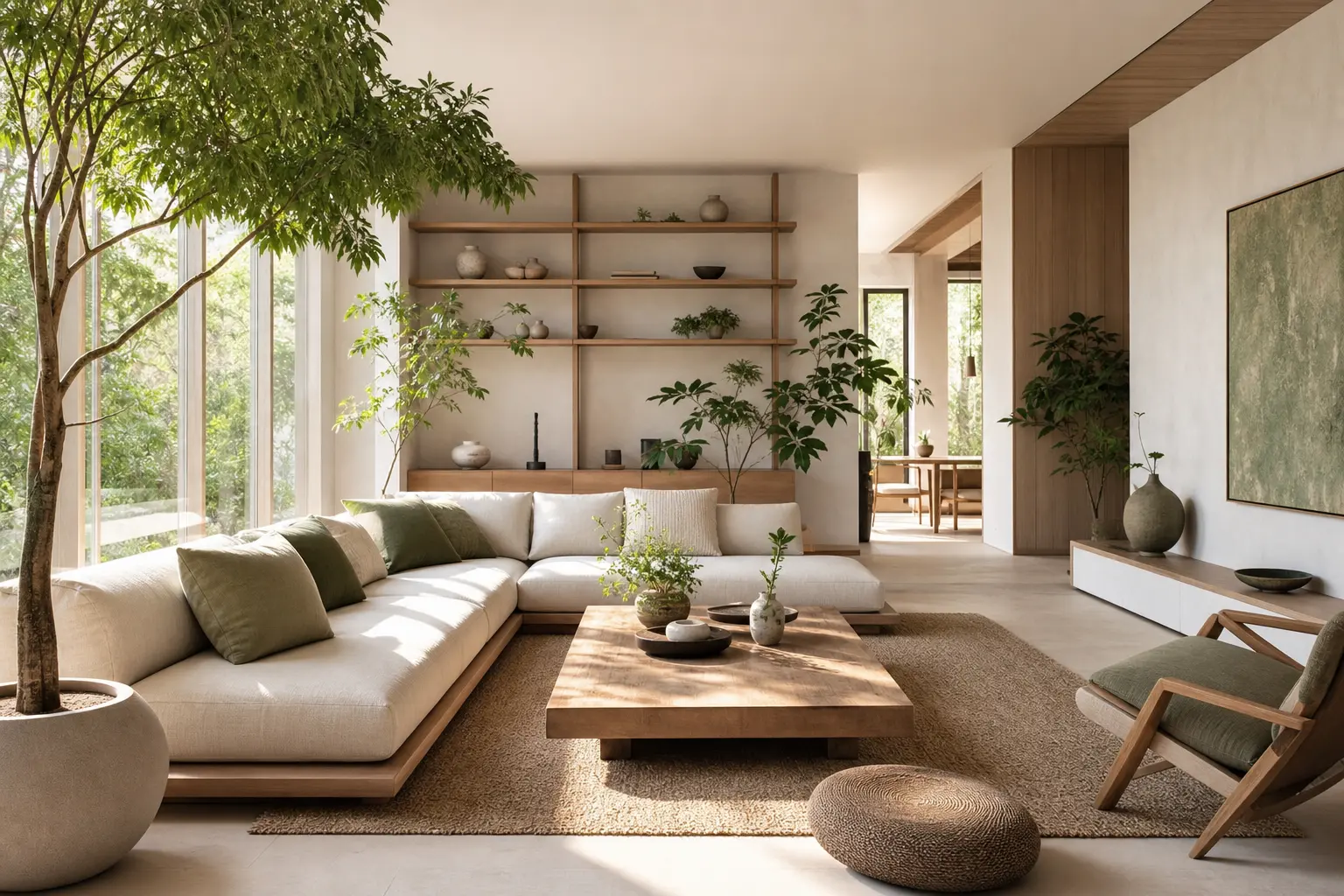 Modern Green Living Room Decor Ideas With Plants