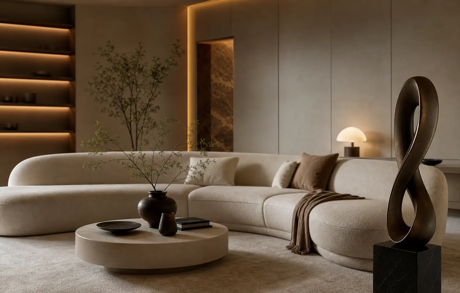 Modern Curved Sofa Living Room Design Ideas