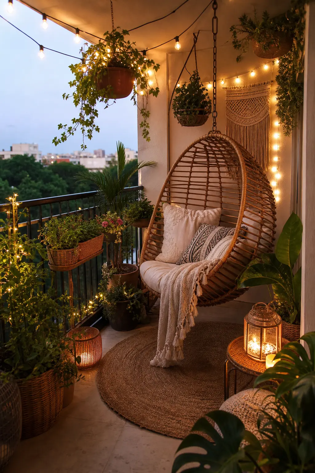 Boho Balcony Makeover Ideas with Plants