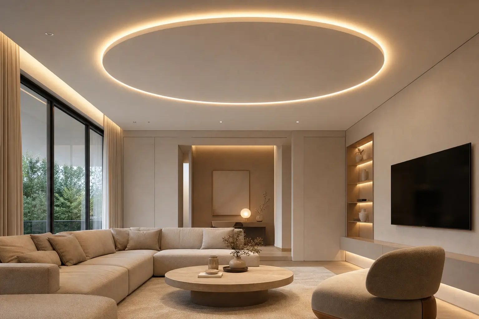 Modern Beige Minimalist Living Room Ideas