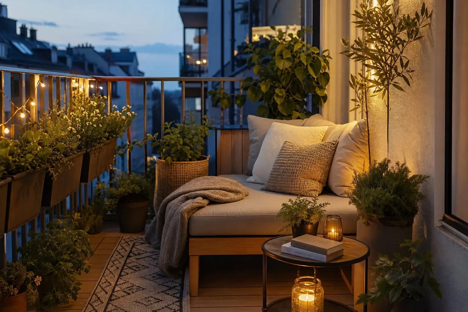 Cozy Small Apartment Balcony Decor Ideas with Plants