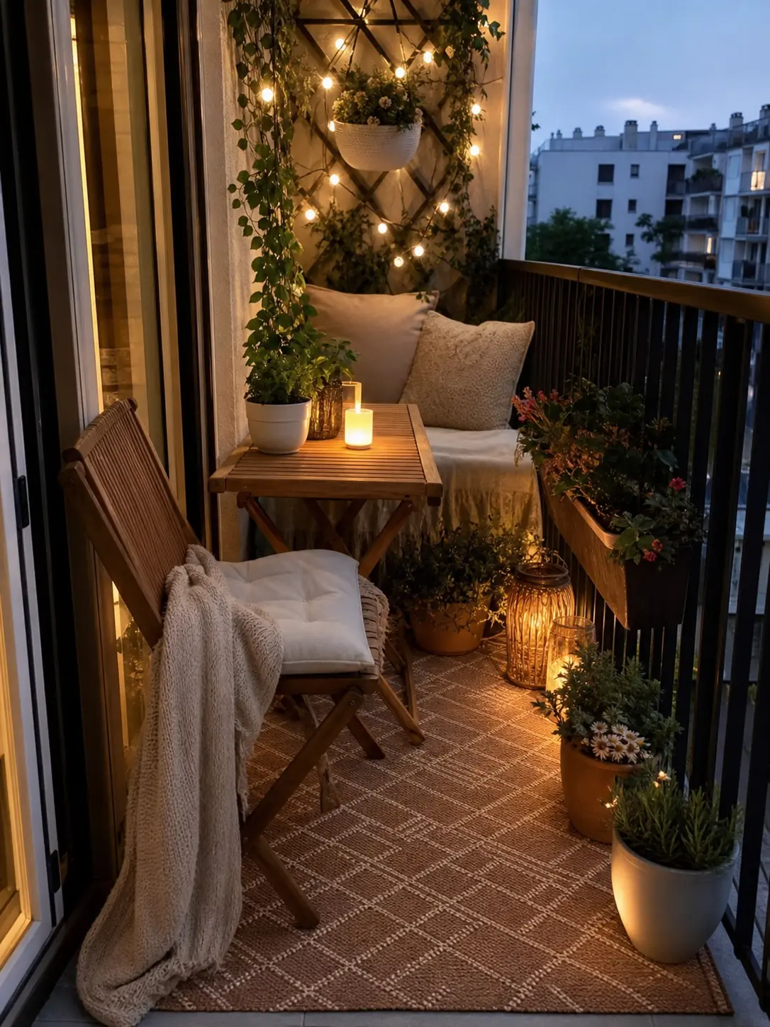 Cozy Small Apartment Balcony Decor Ideas with Plants
