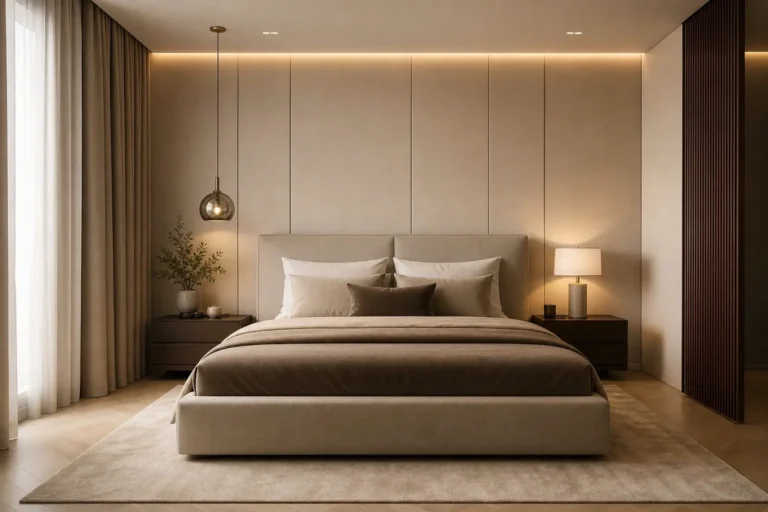 Modern Minimalist Beige Bedroom Design Ideas