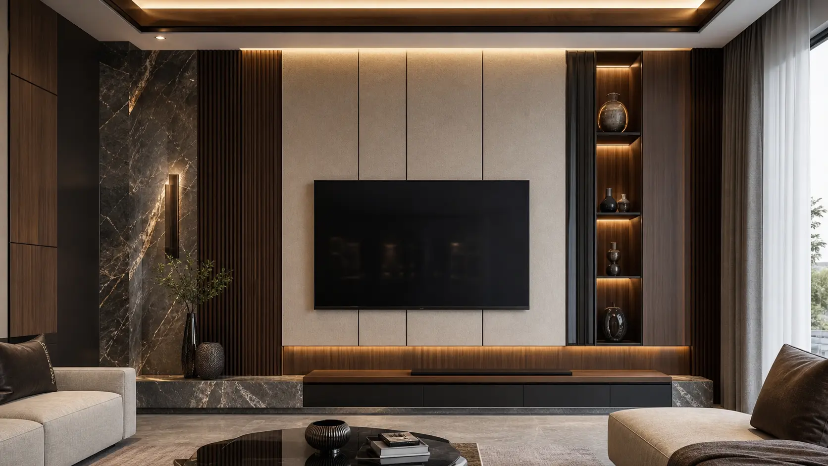Luxury Living Room TV Wall Panel Design Ideas