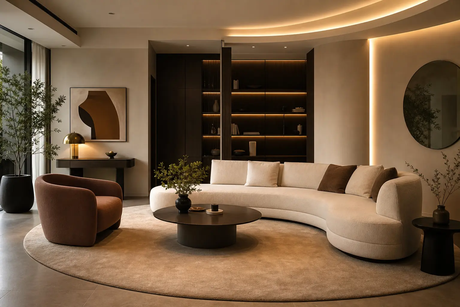 Modern Curved Sofa Living Room Design Ideas