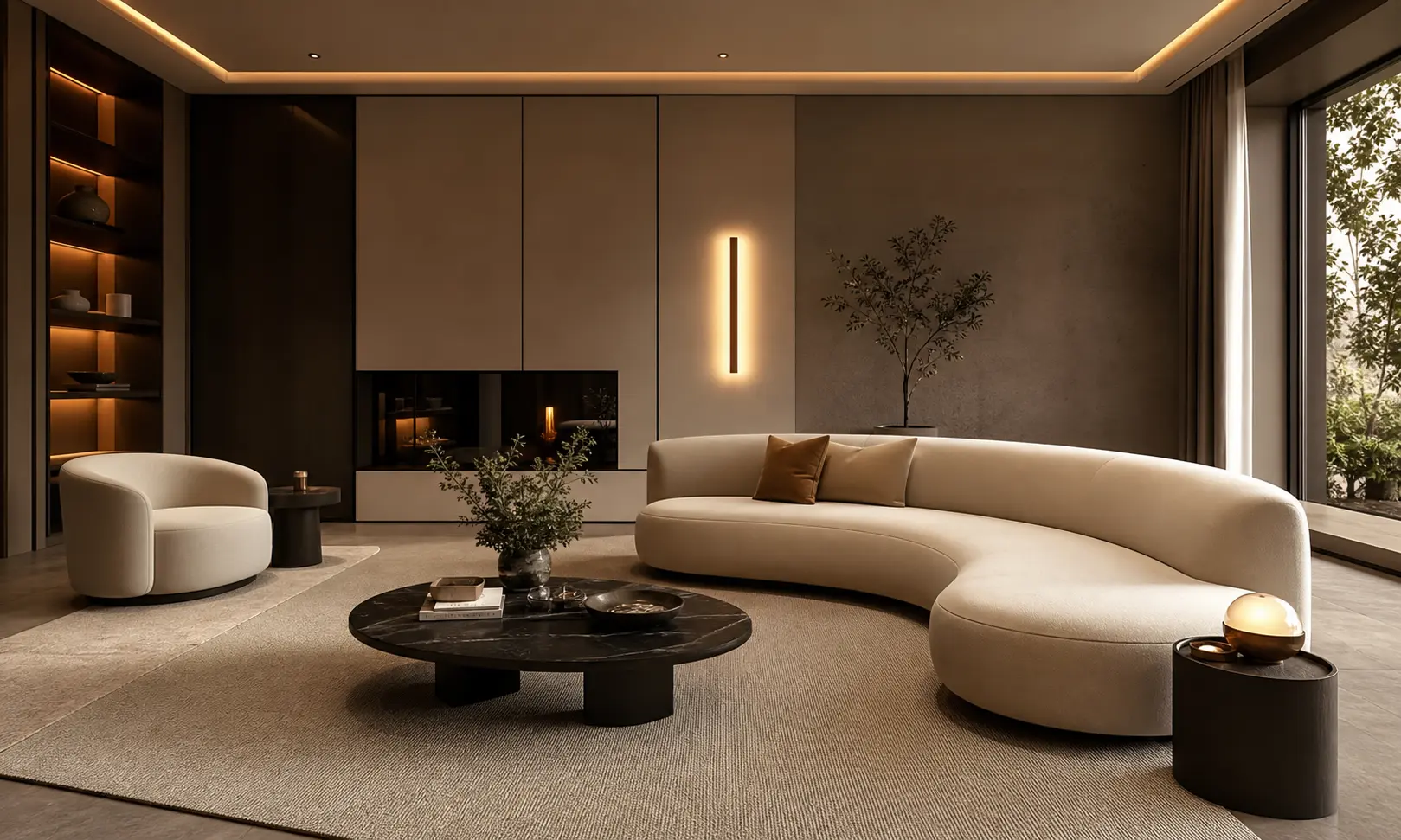 Modern Curved Sofa Living Room Design Ideas