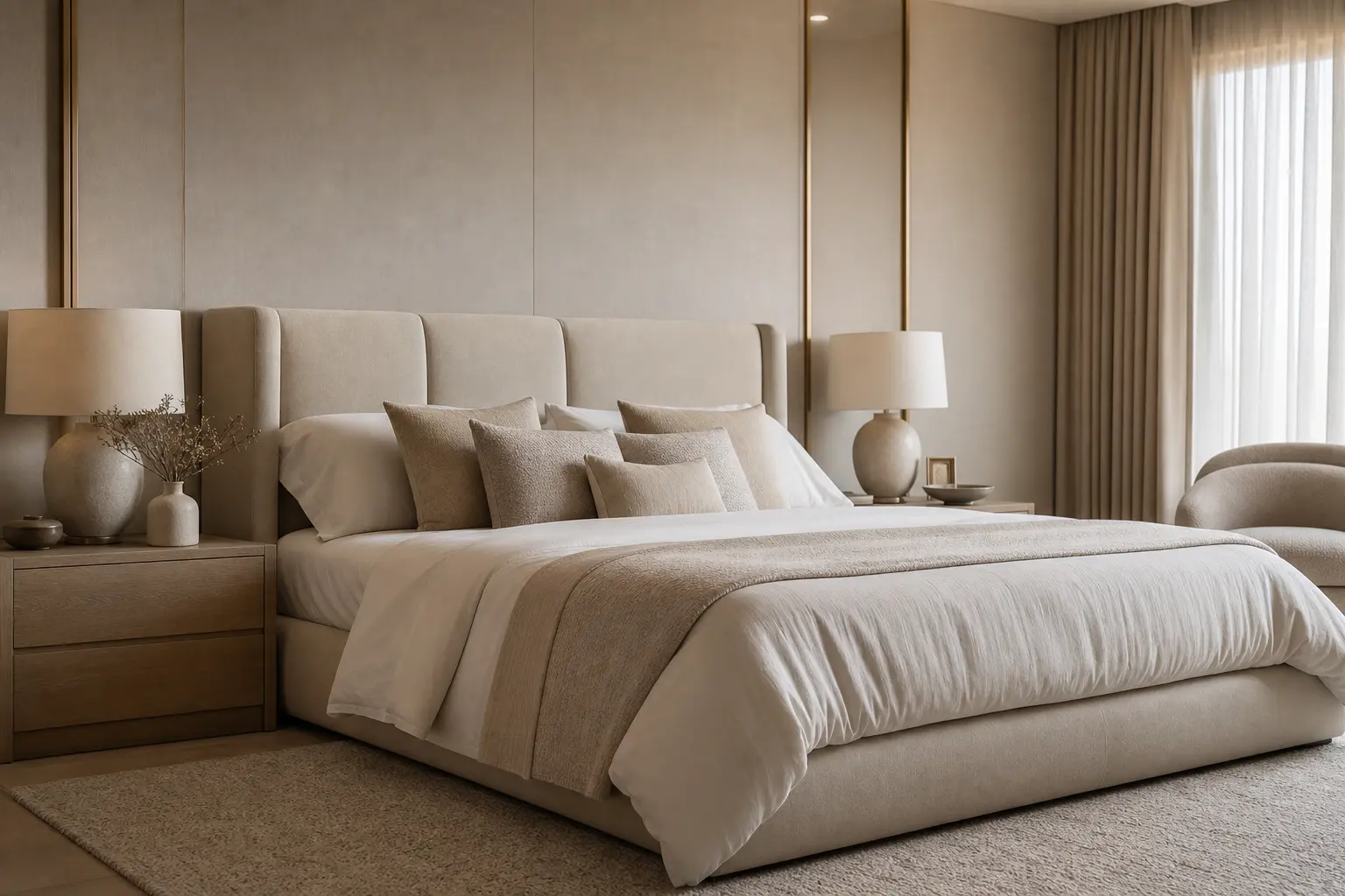 Modern Minimalist Beige Bedroom Design Ideas