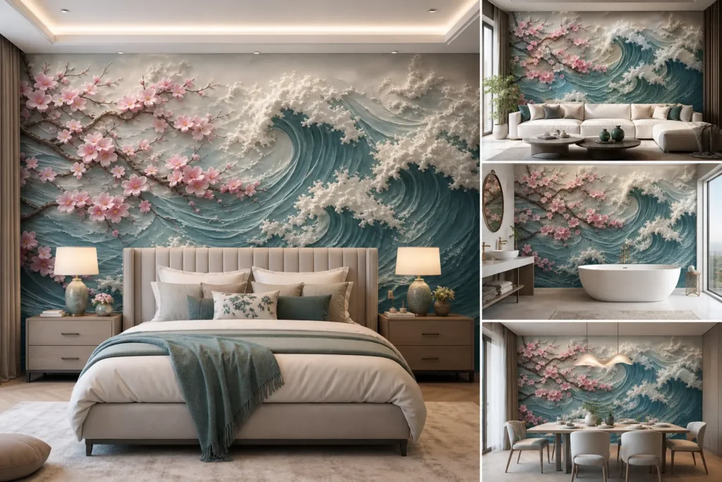Luxury 3D Ocean Wave Wall Mural Ideas