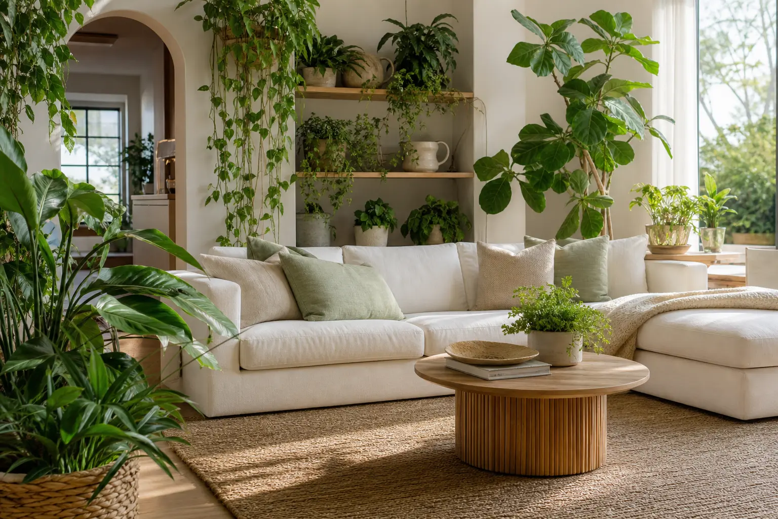 Green & Neutral Living Room Decor Ideas