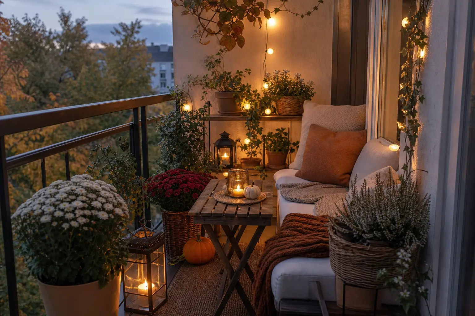 Cozy Small Apartment Balcony Decor Ideas with Plants