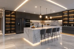10 Modern Luxury Kitchen Design Ideas with Marble Islands & LED Lighting | Contemporary Modular Kitchen