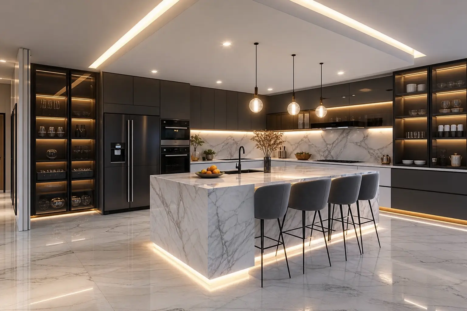 Modern Luxury Kitchen Design Ideas with Marble Islands