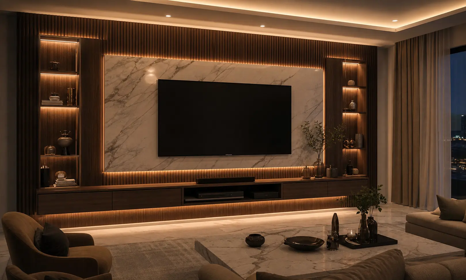 Luxury Living Room TV Wall Panel Design Ideas