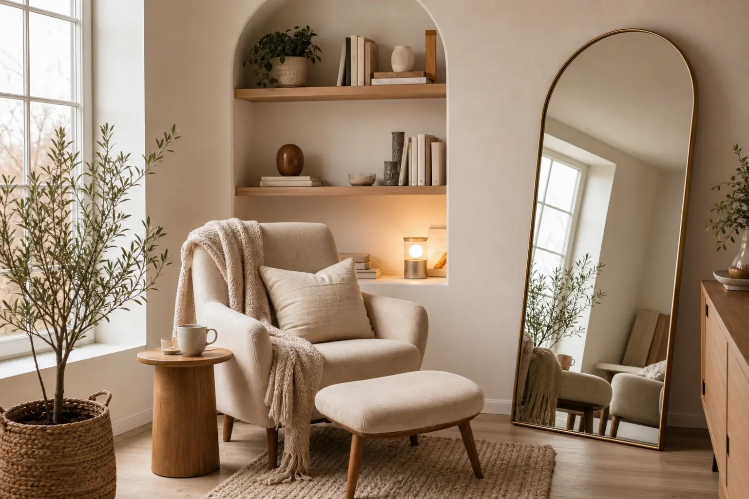 Cozy Reading Nook Ideas with Floor Mirrors