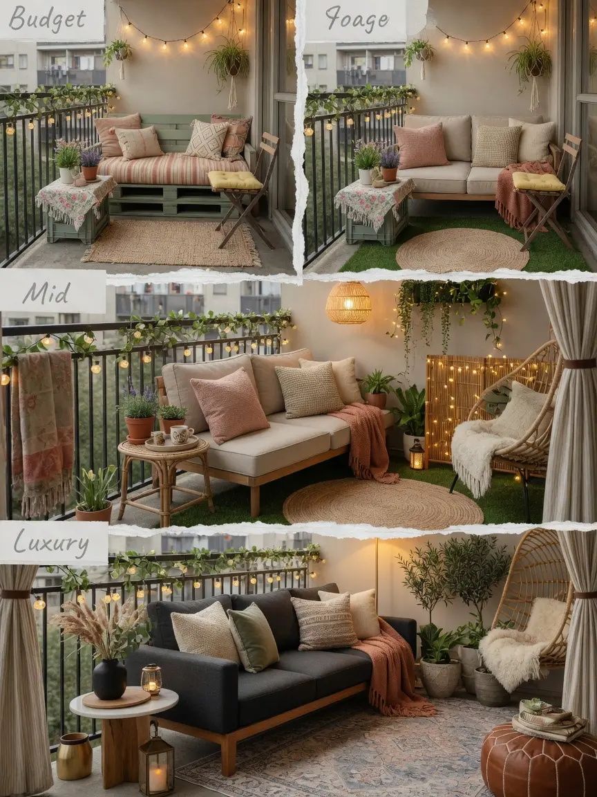 Cozy Small Apartment Balcony Ideas with Outdoor Sofas