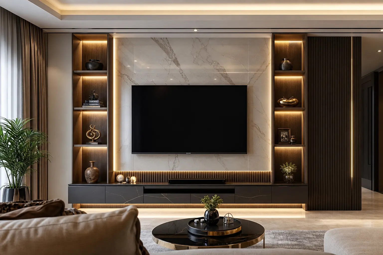 Luxury Living Room TV Wall Panel Design Ideas