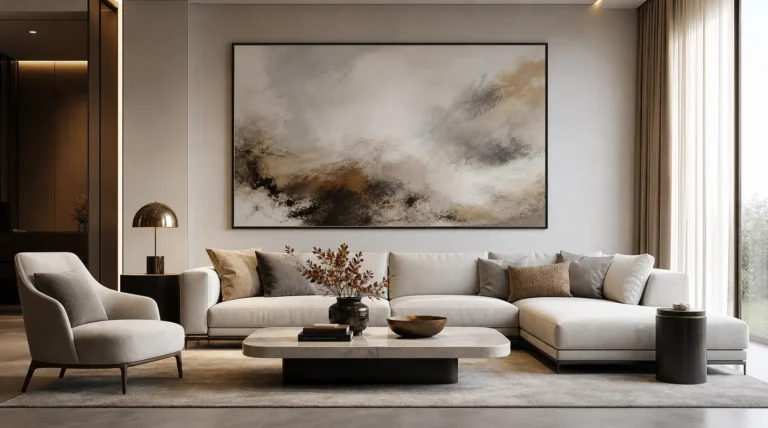 Modern Living Room Decor Ideas With Large Abstract Wall Art