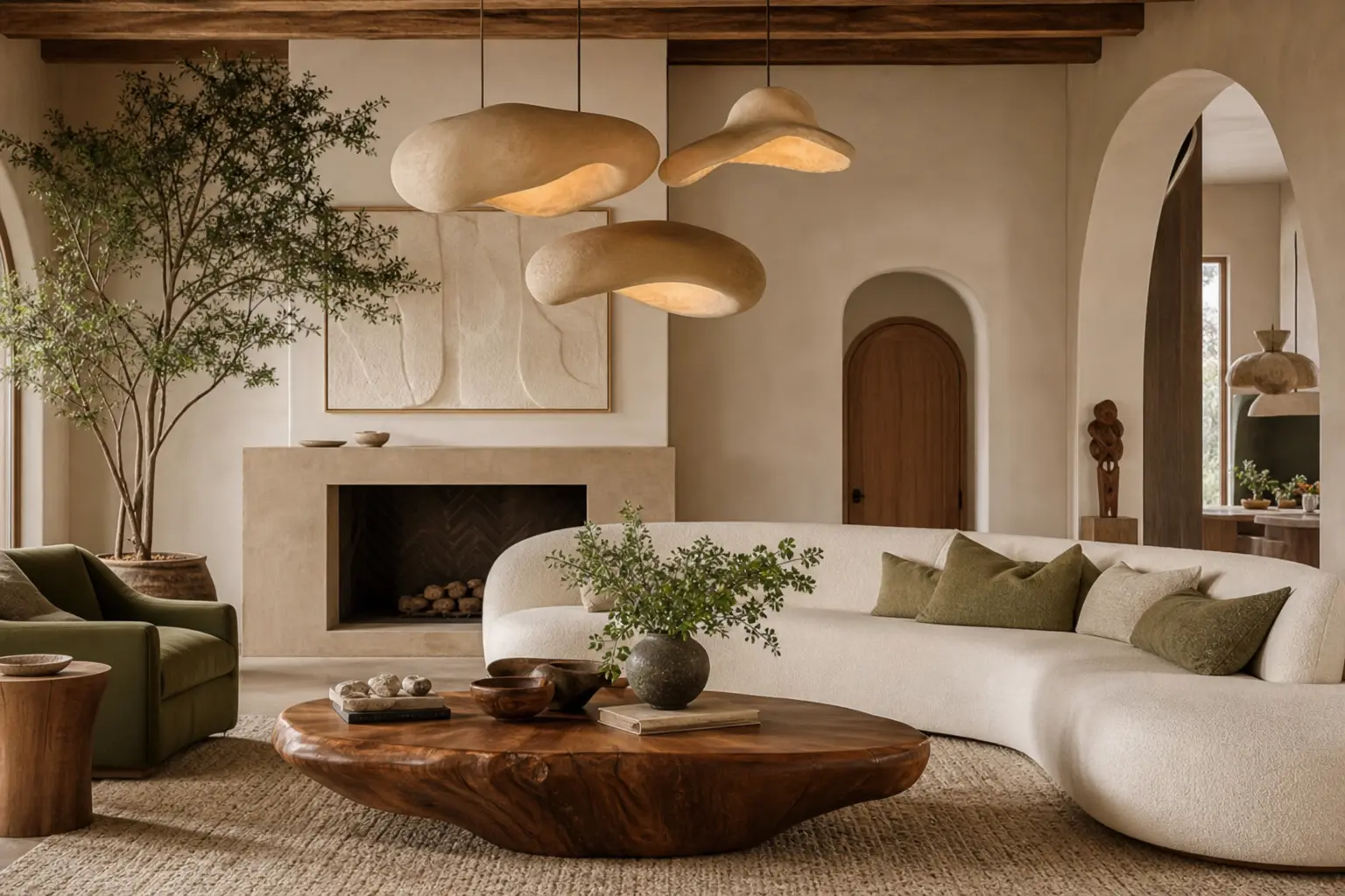 Green & Neutral Living Room Decor Ideas
