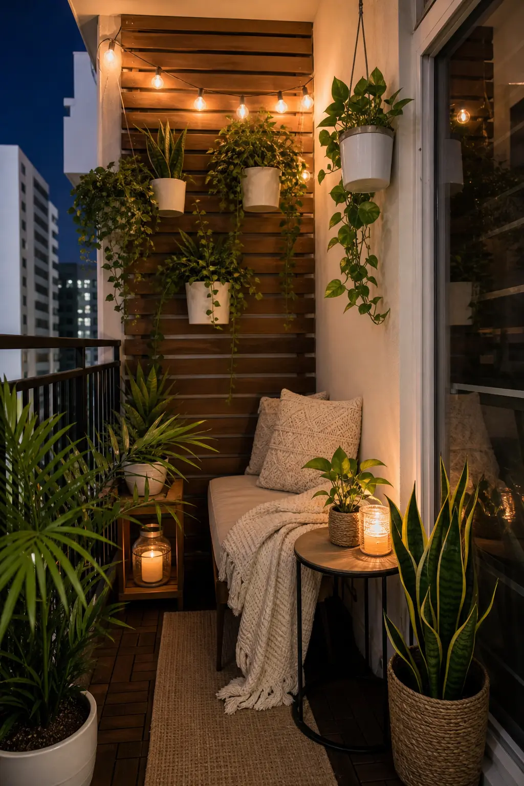 Cozy Small Apartment Balcony Decor Ideas with Plants