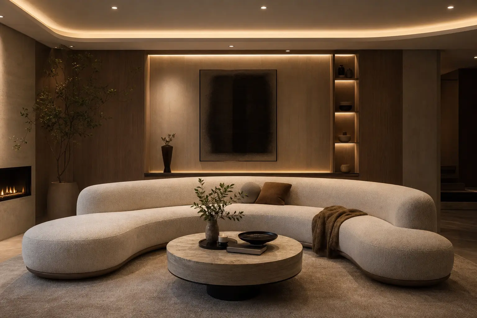Modern Curved Sofa Living Room Design Ideas